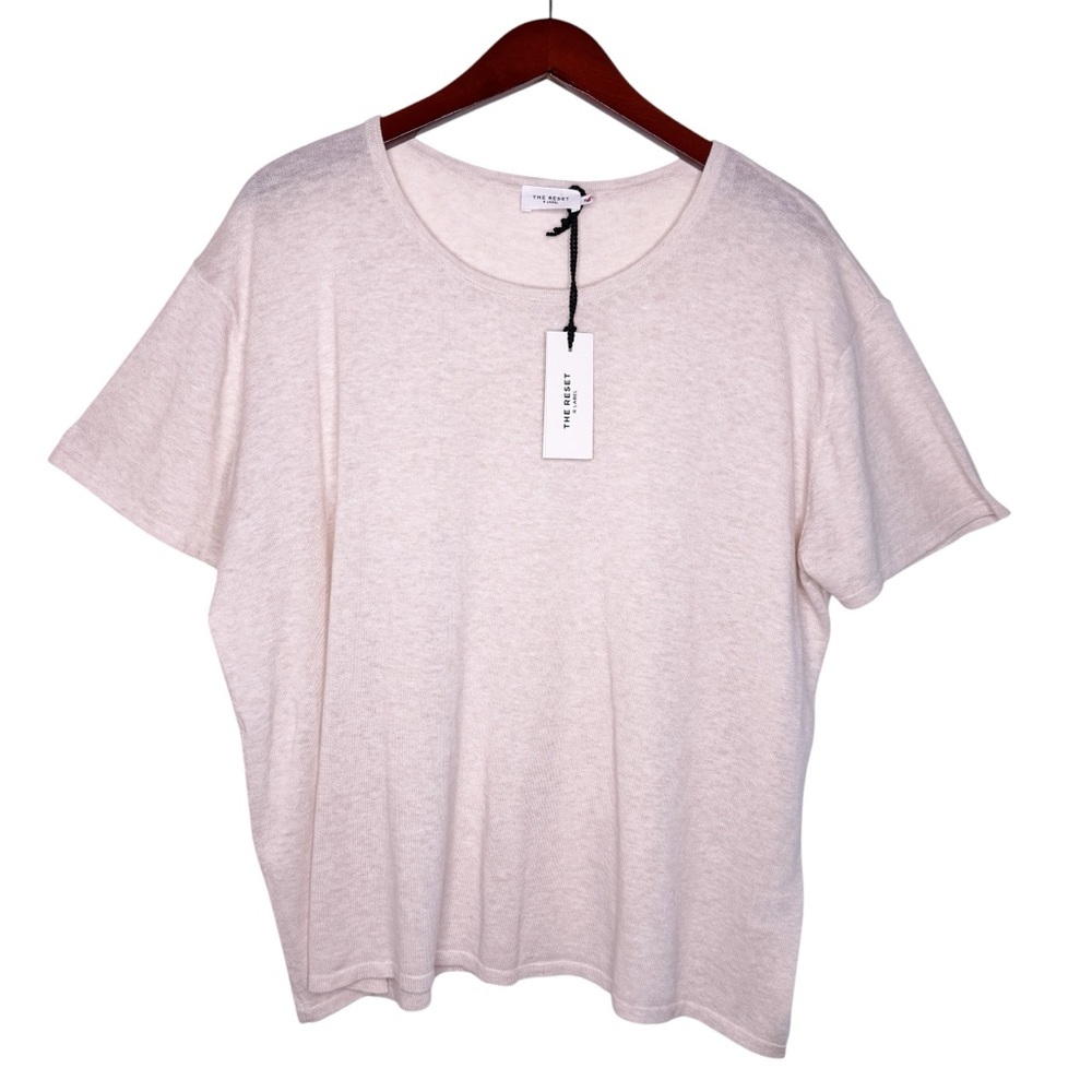 THE RESET R LABLE NWT Anytime Short Sleeve Tee Top Size XL in Cream